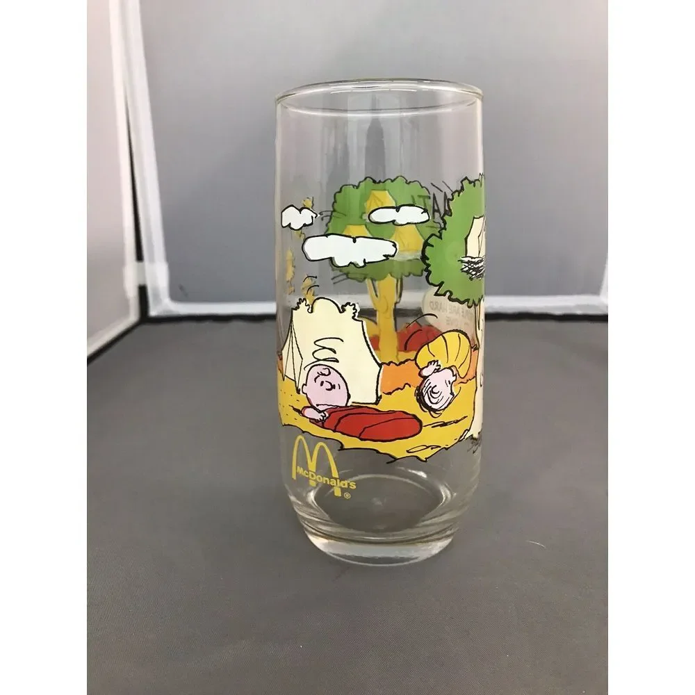 Vintage Camp Snoopy Peanuts‎ McDonald's Drinking Glass Charlie Brown Collectors